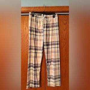 NWOT Women’s Pajama Bottoms Polyester XL Light Pink White Navy Elastic Waist